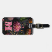 Moody Floral Mit Monogramm Gepäckanhänger (Vorderseite horizontal)