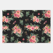 Moody Floral Pattern | Black Christmas Botanical Geschenkpapier Set (Vorderseite 2)