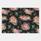 Moody Floral Pattern | Black Christmas Botanical Geschenkpapier Set (Vorderseite)