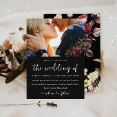 Moody Floral Pattern Foto Wedding Einladung
