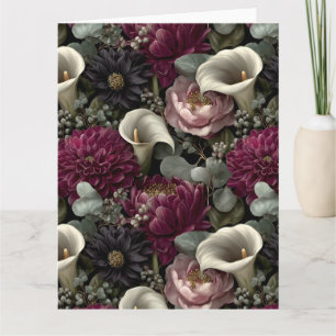 Moody Floral Pattern mit Dahlias und Calla Lilies Karte