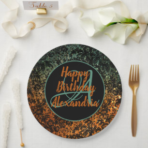 Moody Floral Personalisiert Monogram Geburtstag Pappteller