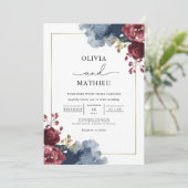 Moody Floral Romance Wedding Einladung (Stehend Vorderseite)