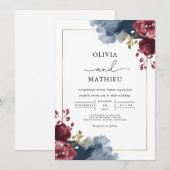 Moody Floral Romance Wedding Einladung (Vorne/Hinten)