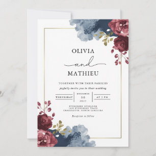 Moody Floral Romance Wedding Einladung