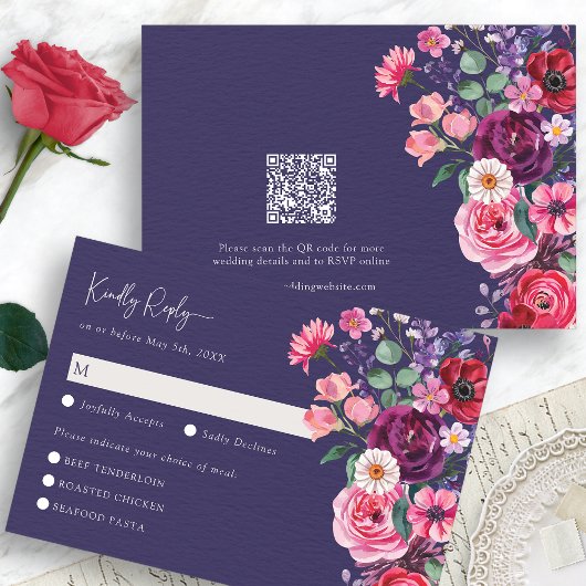 Moody floral RSVP Card Karte