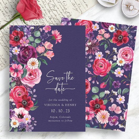 Moody Floral Save The Date