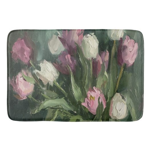 Moody Floral Tulips Badematte (Vorderseite)
