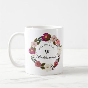 Moody Floral Watercolor Wreath Bridesmaid Kaffeetasse