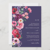 Moody Floral Wedding Einladung (Vorderseite)