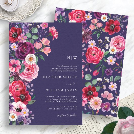 Moody Floral Wedding Einladung