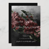Moody Floral Wedding Einladung mit QR-Code (Vorne/Hinten)