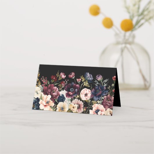 Moody Floral Wedding Platzkarten (Rückseite)