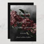 Moody Floral Wedding Save the Date with QR code Einladung (Vorne/Hinten)