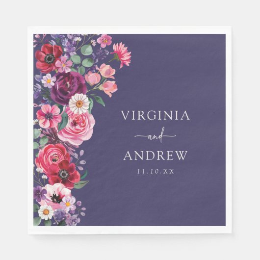 Moody Floral Wedding Serviette (Vorderseite)