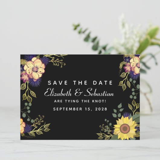 Moody Floral Wedding speichern das Datum Save The Date (Stehend Vorderseite)