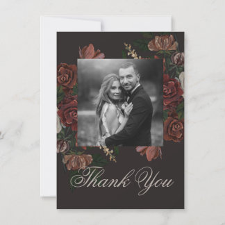 Moody Floral Wedding Thank You Card Dankeskarte