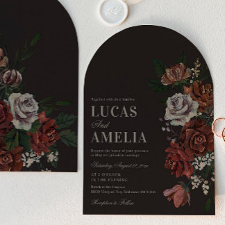 Moody Florals Arch Wedding Invitation Einladung