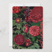 Moody Florals Black Arch Burgundy Red Wedding Einladung (Rückseite)