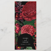 Moody Florals Black Arch Burgundy Red Wedding Menükarte (Rückseite)