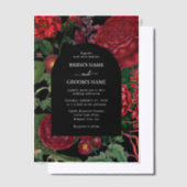 Moody Florals Black Arch Burgundy Red Wedding Pergament Einladungen (Versetzt)