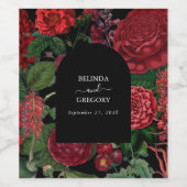 Moody Florals Black Arch Burgundy Red Wedding Weinetikett (Einzelnes Label)