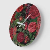Moody Florals Black & Burgundy Vintag Große Wanduhr (Winkel)