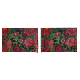 Moody Florals Black & Burgundy Vintag Kissenbezug