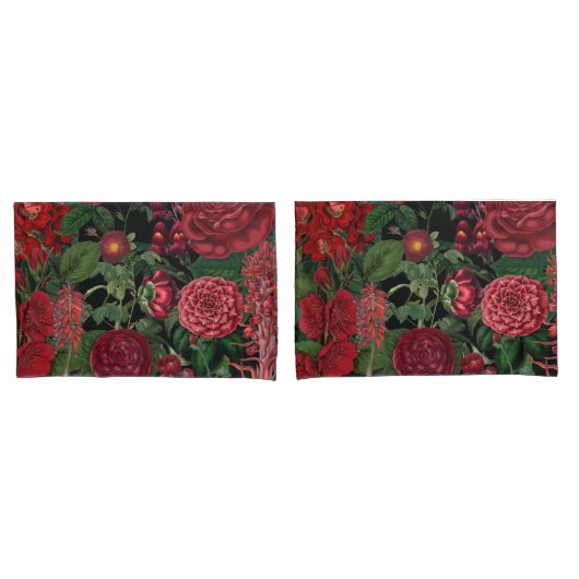 Moody Florals Black & Burgundy Vintag Kissenbezug (Vorderseite-Set)