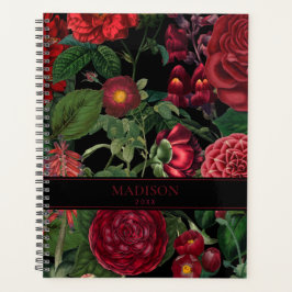 Moody Florals Black & Burgundy Vintag Monogram Planer