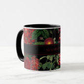 Moody Florals Black & Burgundy Vintag Monogram Tasse (Vorderseite Links)