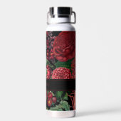 Moody Florals Black & Burgundy Vintag Monogram Trinkflasche (Rückseite)