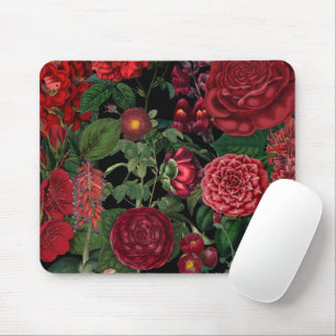 Moody Florals Black & Burgundy Vintag Mousepad