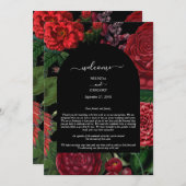 Moody Florals Burgundy Wedding Itinerary Program Programm (Vorne/Hinten)