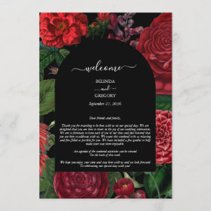 Moody Florals Burgundy Wedding Itinerary Program Programm