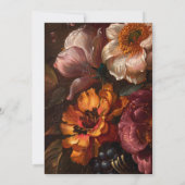 Moody Florals Dark Botanical Calligraphy Wedding Einladung (Rückseite)