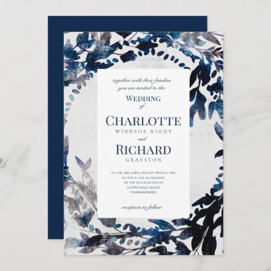 Moody Florals Wasserfarbenhochzeit Einladung (Vorne/Hinten)