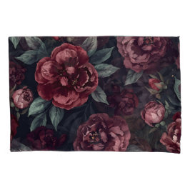 Moody Florals Watercolor Dark Red Pattern Kissenbezug