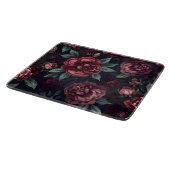 Moody Florals Watercolor Dark Red Pattern Schneidebrett (Ecke)
