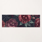 Moody Florals Watercolor Dark Red Pattern Yogamatte (Vorderseite (Horizontal))