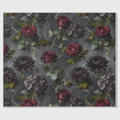 Moody Flower Dark Floral Gift Geschenkpapier (Flach)