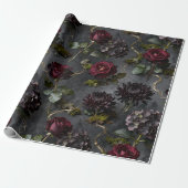 Moody Flower  Dark Floral Gift Geschenkpapier (Ungerollt)