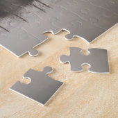 Moody Foggy Schwarz-weiß Bridge über Wasser Puzzle (Seite)