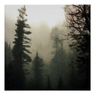 Moody Foggy Treescape Landschaftsbild Malerei Poster
