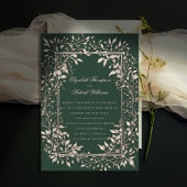Moody Forest Botanical Emerald Classic Wedding Einladung