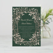 Moody Forest Botanical Emerald Classic Wedding Einladung (Stehend Vorderseite)