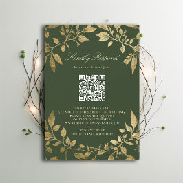 Moody Forest Foliage Frame Modern Classic QR RSVP Karte