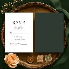 Moody Forest Green Wedding RSVP Karte
