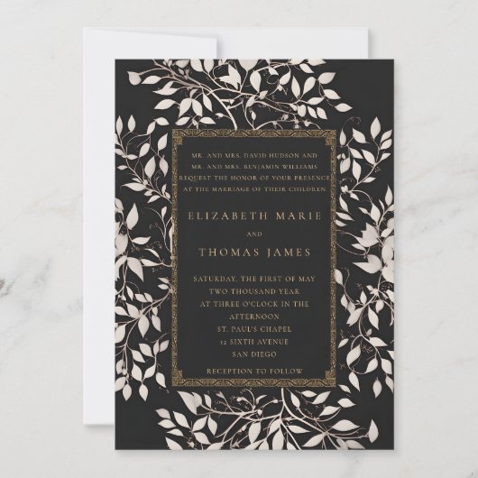 Moody Forest Patina Traditionelle klassische Hochz Einladung (Vorderseite)