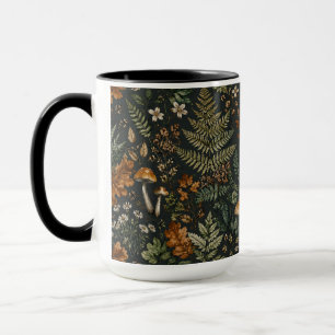 Moody Forest Pilz Farn Nahtloser Schwarzer Kaffee  Tasse